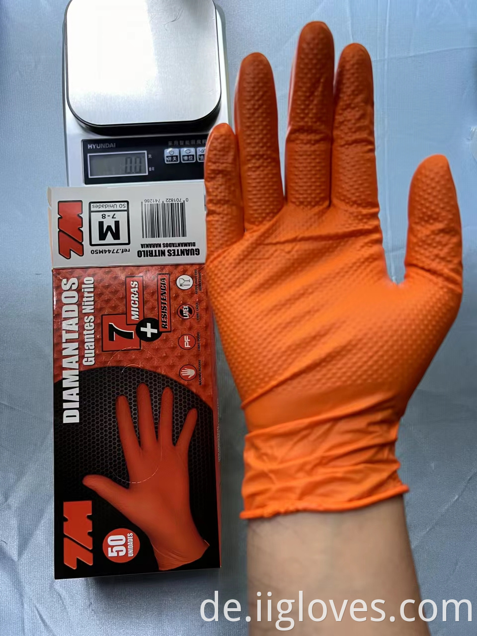 Diamantmuster Orange Handschuhe Ölfeste Handschuhe Auto Reparatur schwarze Handschuhe